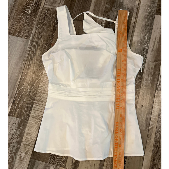 7th Avenue Sleeveless Square Neck Boho White Top Back Cutout Sash Waist Size XS - Picture 9 of 9